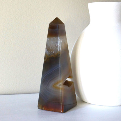 Banded Agate Druzy Obelisk #1