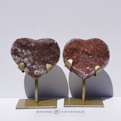 Rainbow Amethyst Hearts on Stand