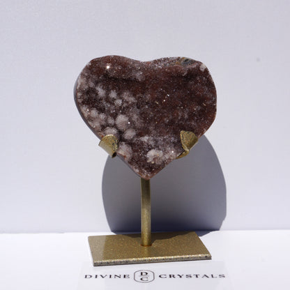 Rainbow Amethyst Hearts on Stand