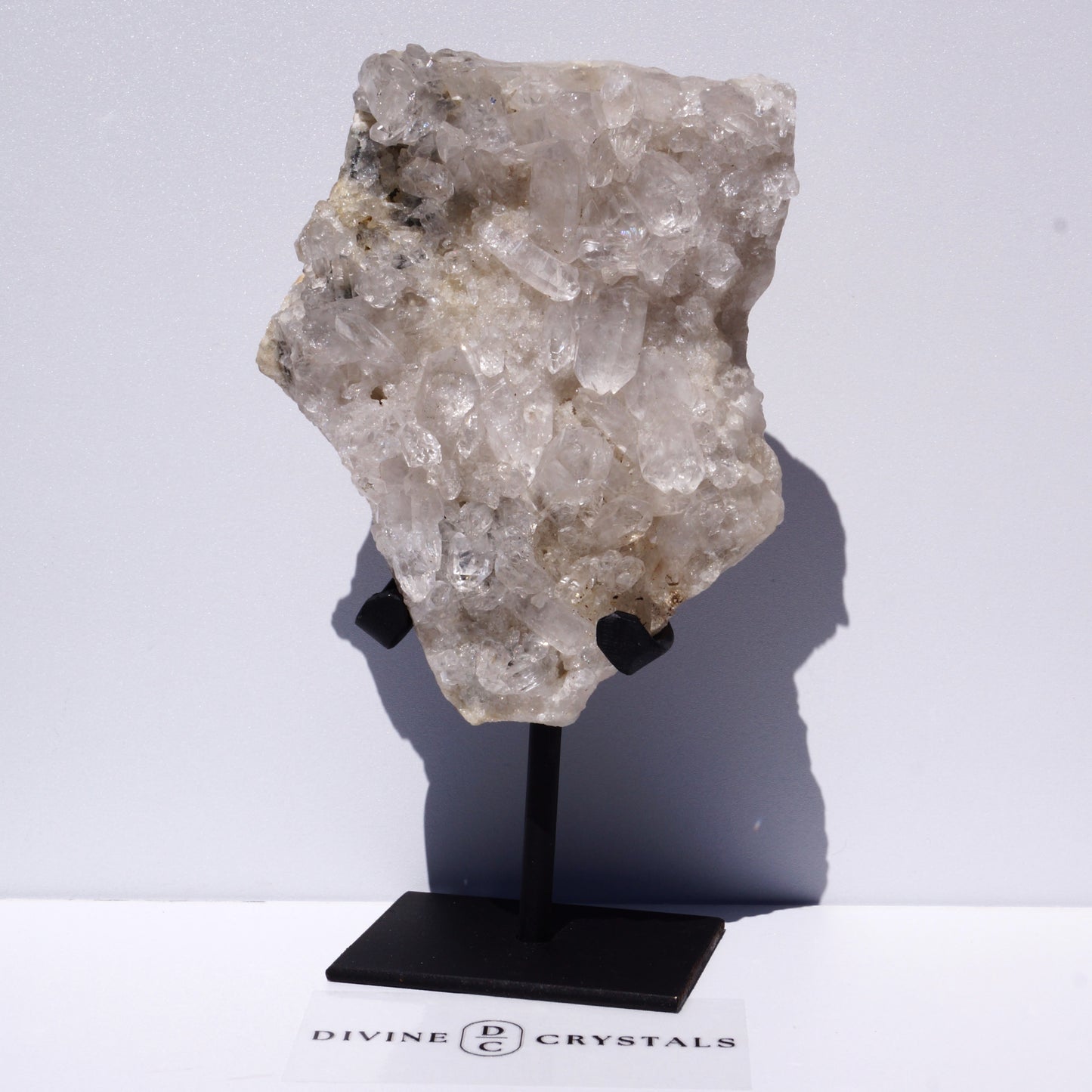 Clear Quartz Clusters on Stand