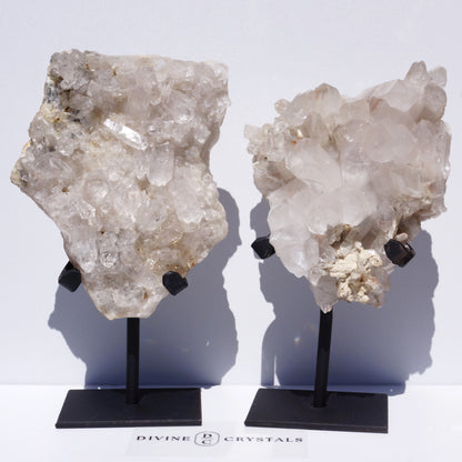 Clear Quartz Clusters on Stand