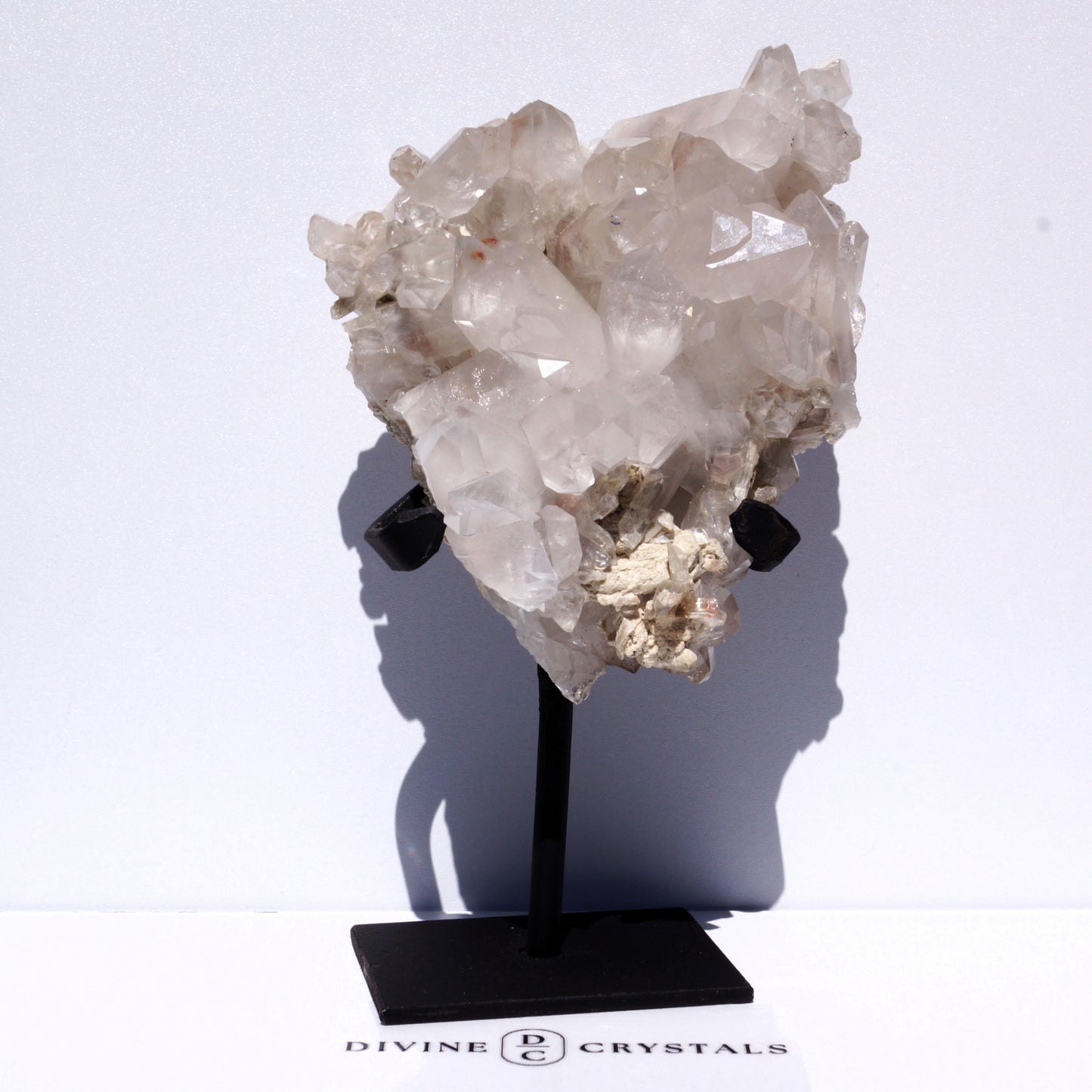 Clear Quartz Clusters on Stand