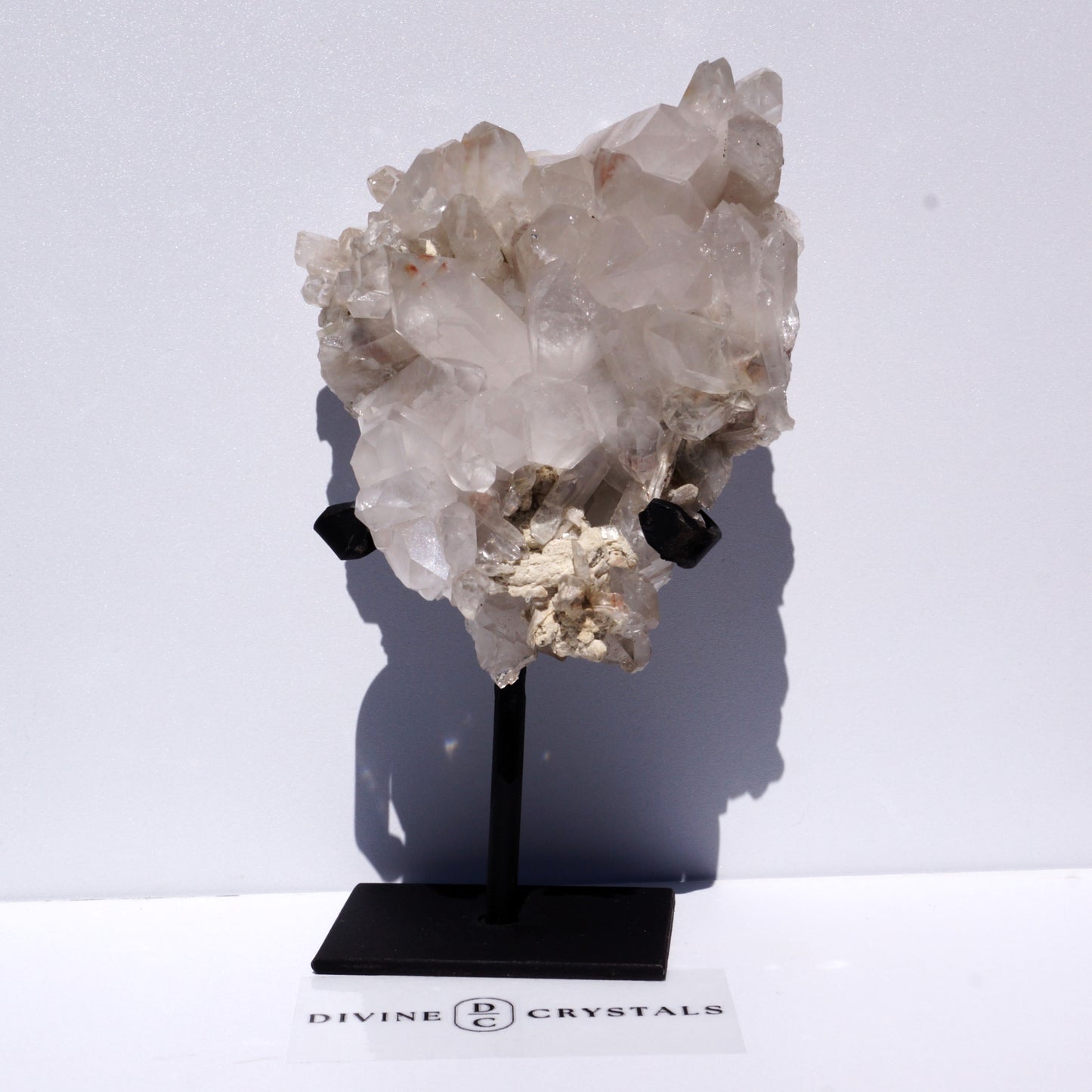 Clear Quartz Clusters on Stand