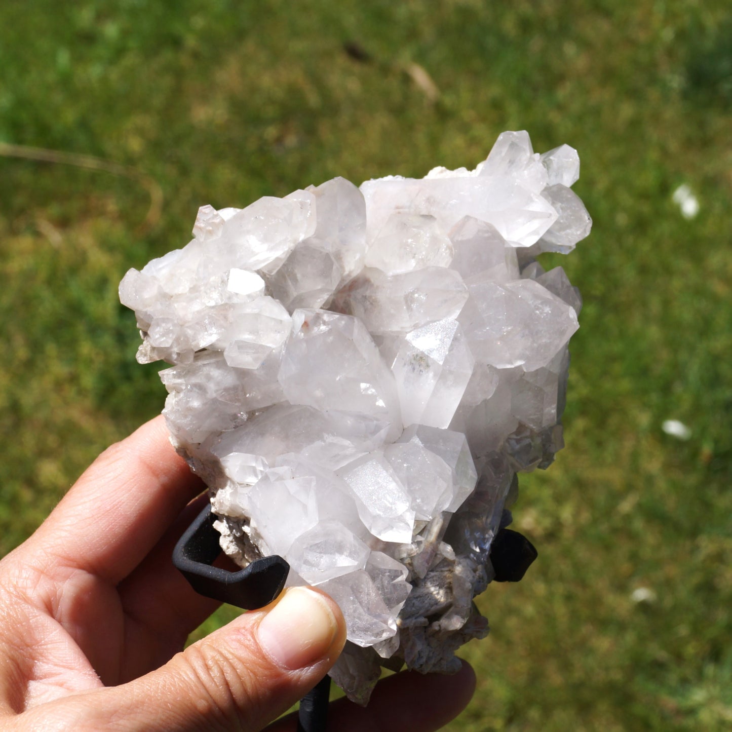 Clear Quartz Clusters on Stand