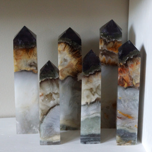 Fluorite Mixed Pyrite Towers – Four-Sided Points