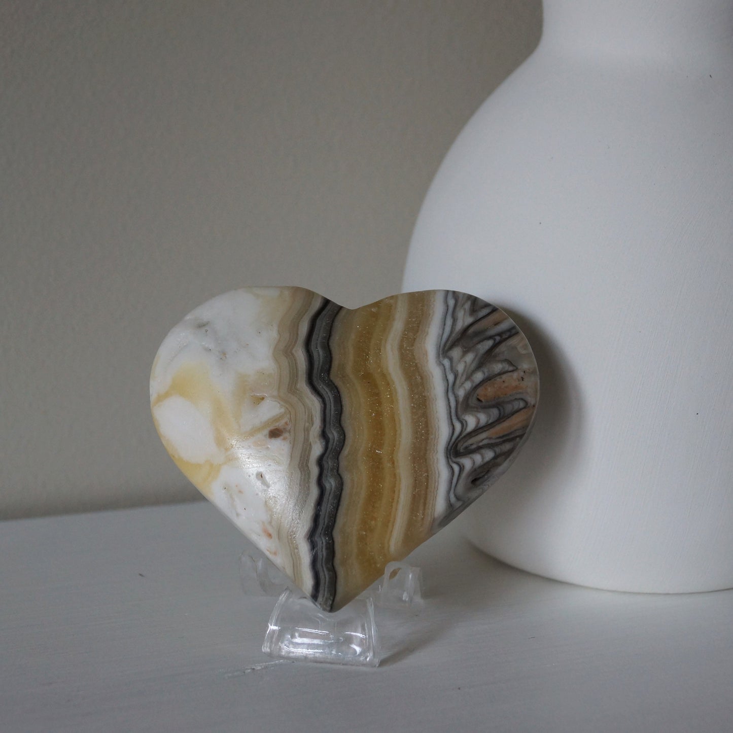 Yellow & Grey Calcite Hearts