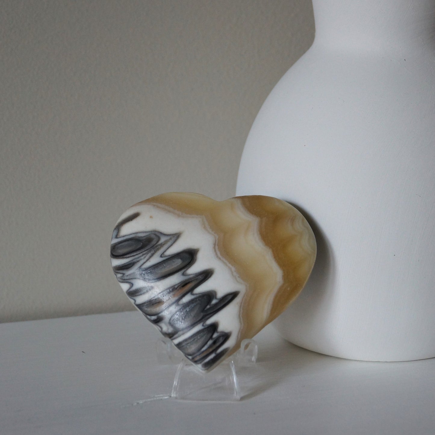 Yellow & Grey Calcite Hearts