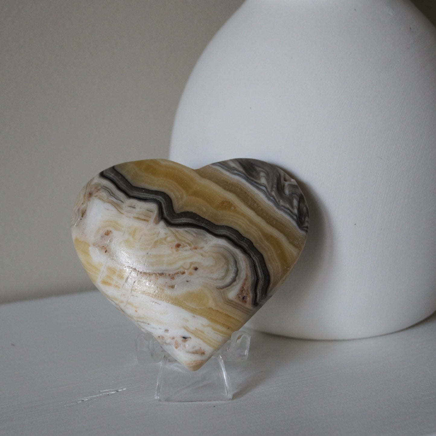 Yellow & Grey Calcite Hearts