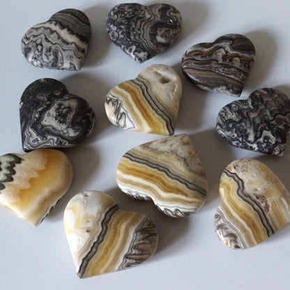 Yellow & Grey Calcite Hearts