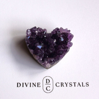 Amethyst Cluster Hearts – Intuition • Calm • Protection