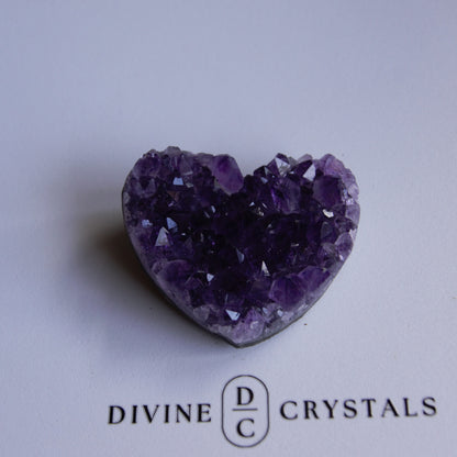Amethyst Cluster Hearts – Intuition • Calm • Protection