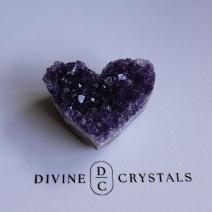 Amethyst Cluster Hearts – Intuition • Calm • Protection