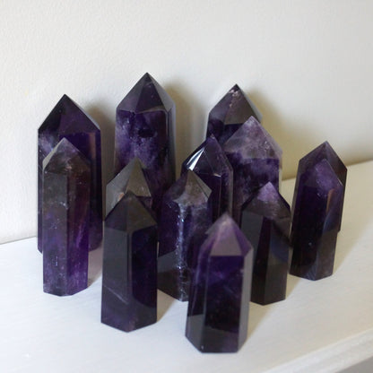High Quality Deep Purple Amethyst Towers – Protection • Calm • Higher Guidance