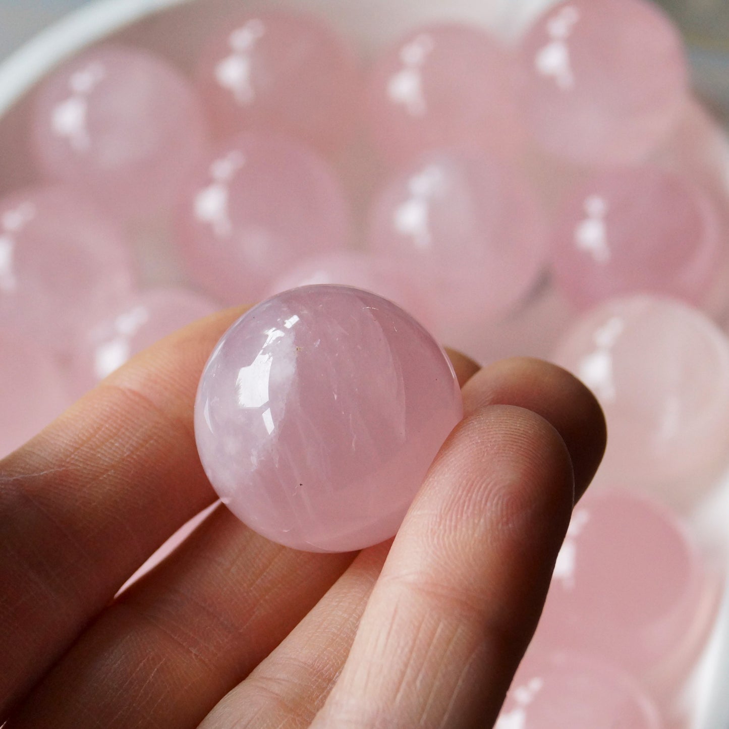 Six Star Line Rose Quartz Spheres – Love • Harmony • Heart Healing