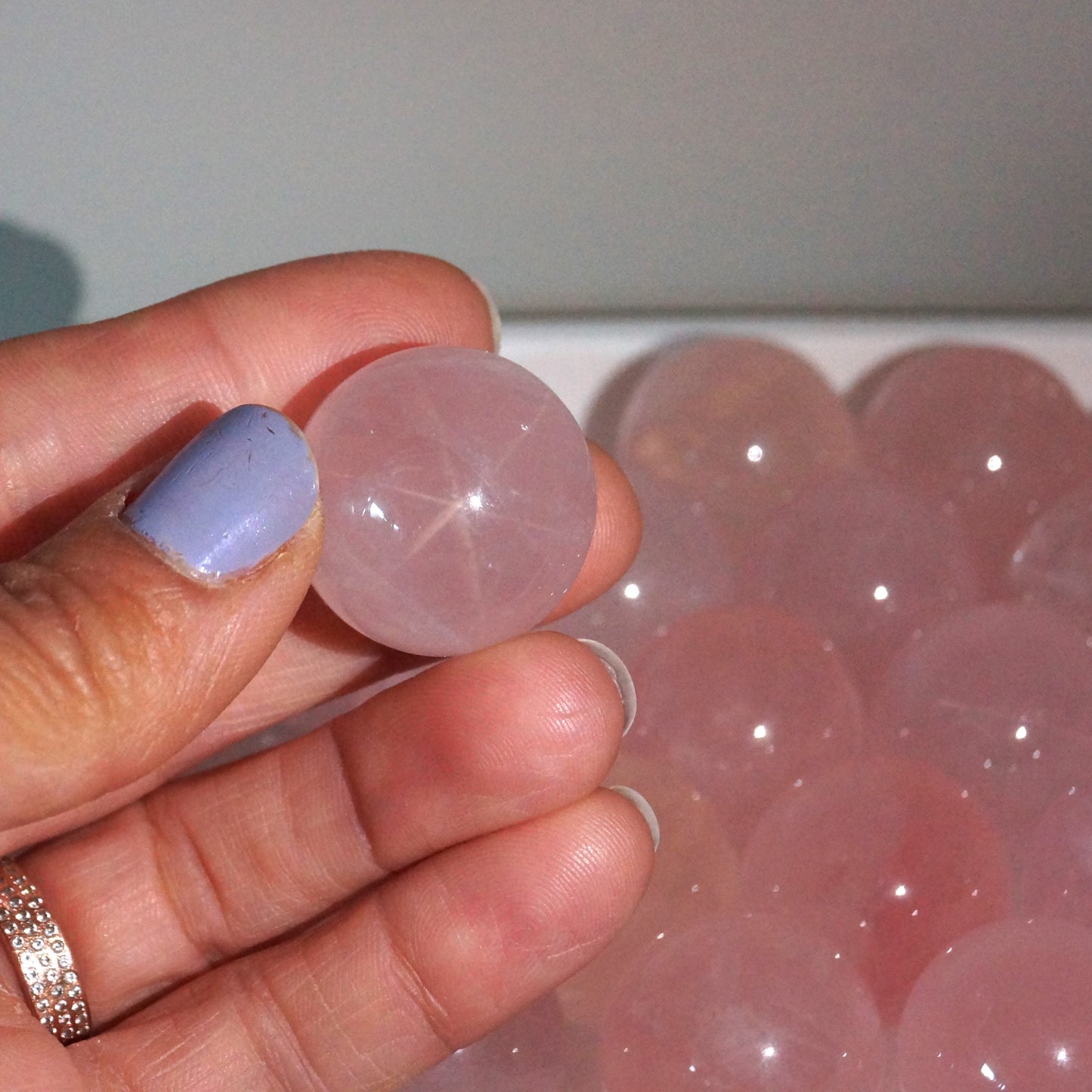Six Star Line Rose Quartz Spheres – Love • Harmony • Heart Healing