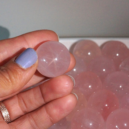 Six Star Line Rose Quartz Spheres – Love • Harmony • Heart Healing