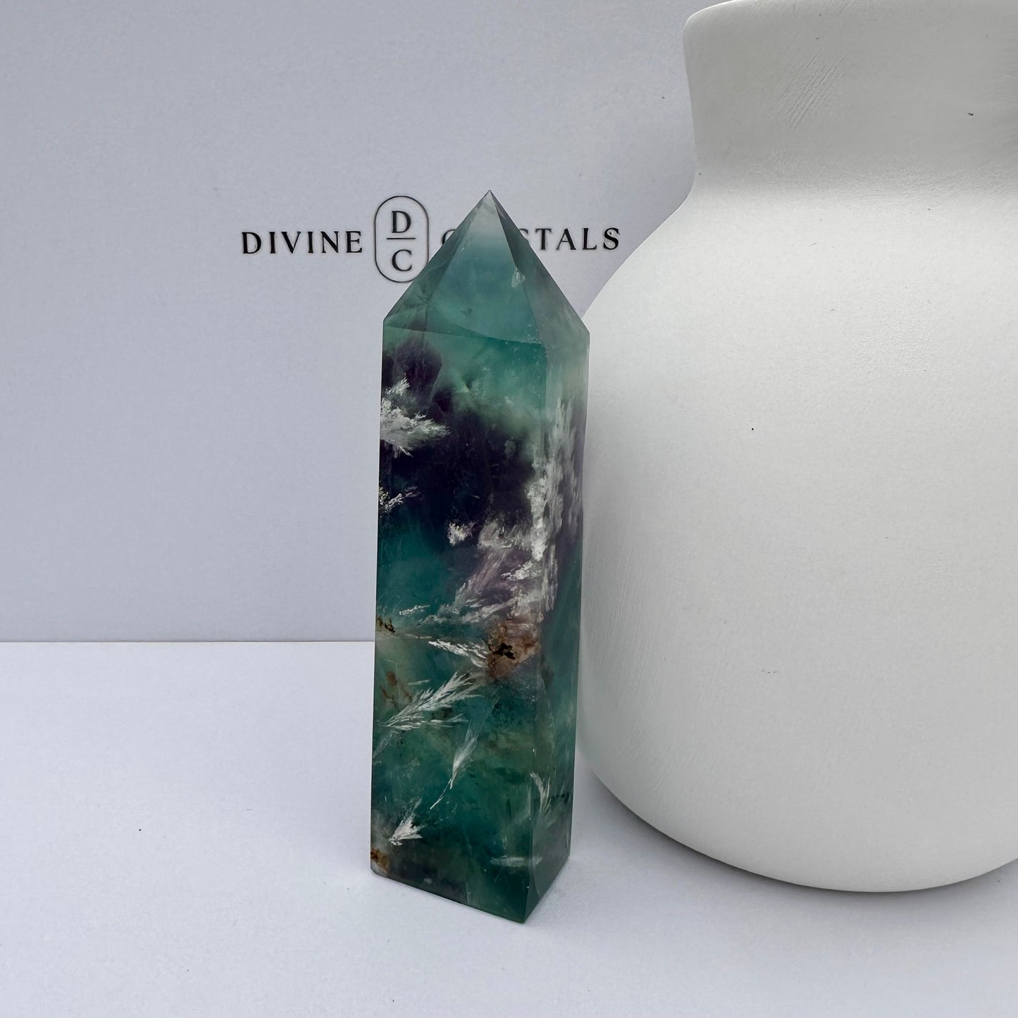 Snowflake Fluorite Tower (4-Sided)