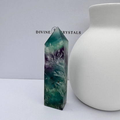 Snowflake Fluorite Tower (4-Sided)