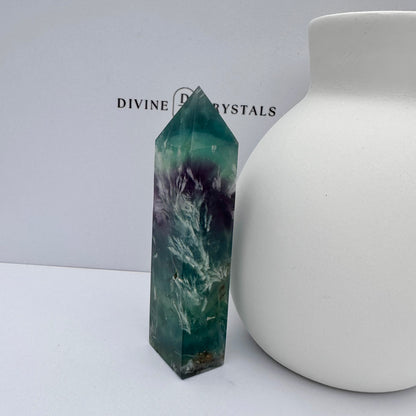 Snowflake Fluorite Tower (4-Sided)