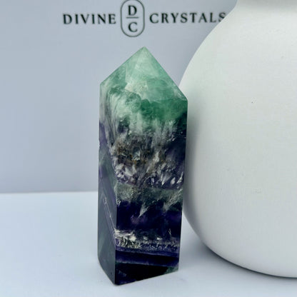 Snowflake Fluorite Tower (4-Sided)
