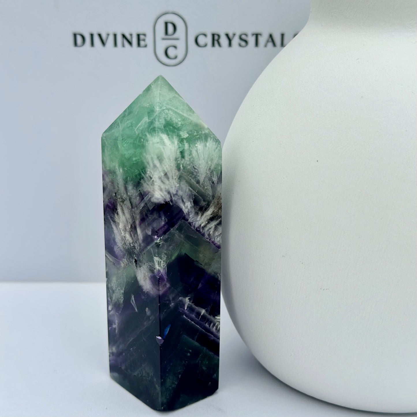 Snowflake Fluorite Tower (4-Sided)