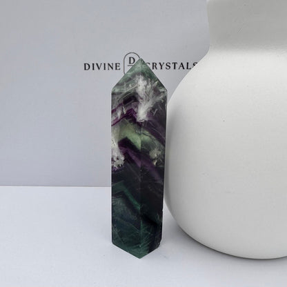 Snowflake Fluorite Tower (4-Sided)