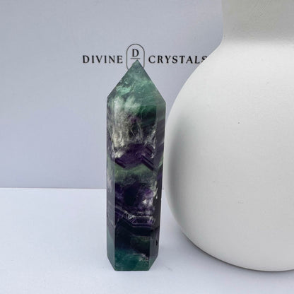 Snowflake Fluorite Tower (6-Sided)