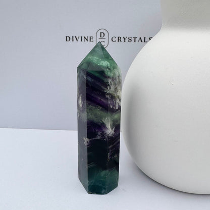 Snowflake Fluorite Tower (6-Sided)