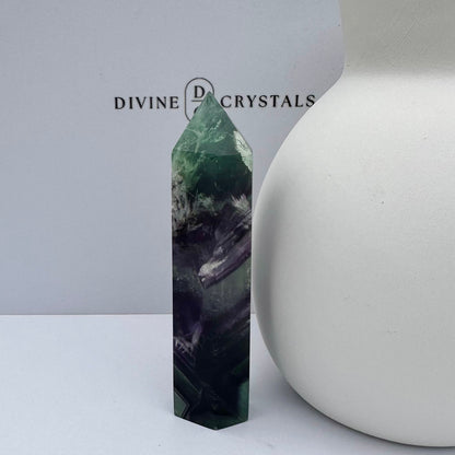 Snowflake Fluorite Tower (6-Sided)