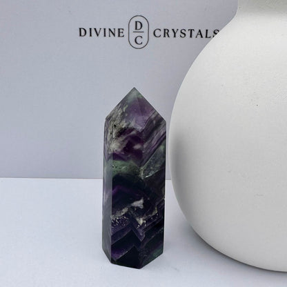 Snowflake Fluorite Tower (6-Sided)