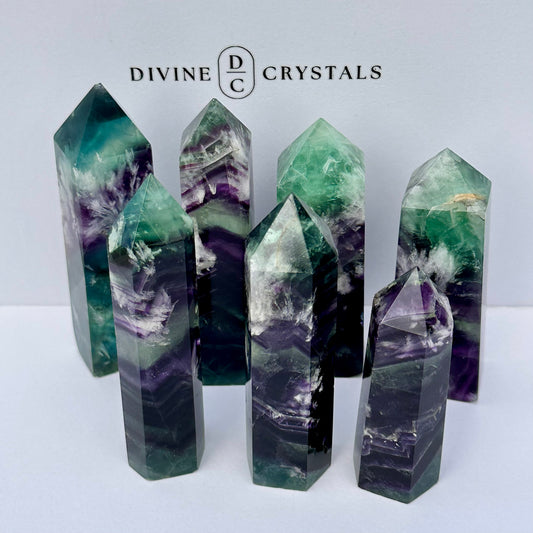 Snowflake Fluorite Tower (6-Sided)