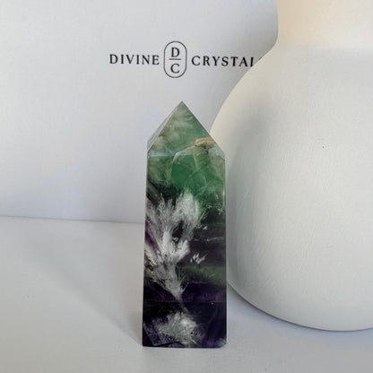 Snowflake Fluorite Tower (4-Sided)