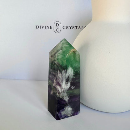 Snowflake Fluorite Tower (4-Sided)