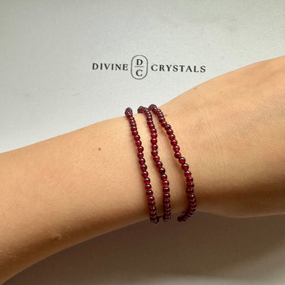 High Quality 3-Loop Garnet Bracelet (3mm)