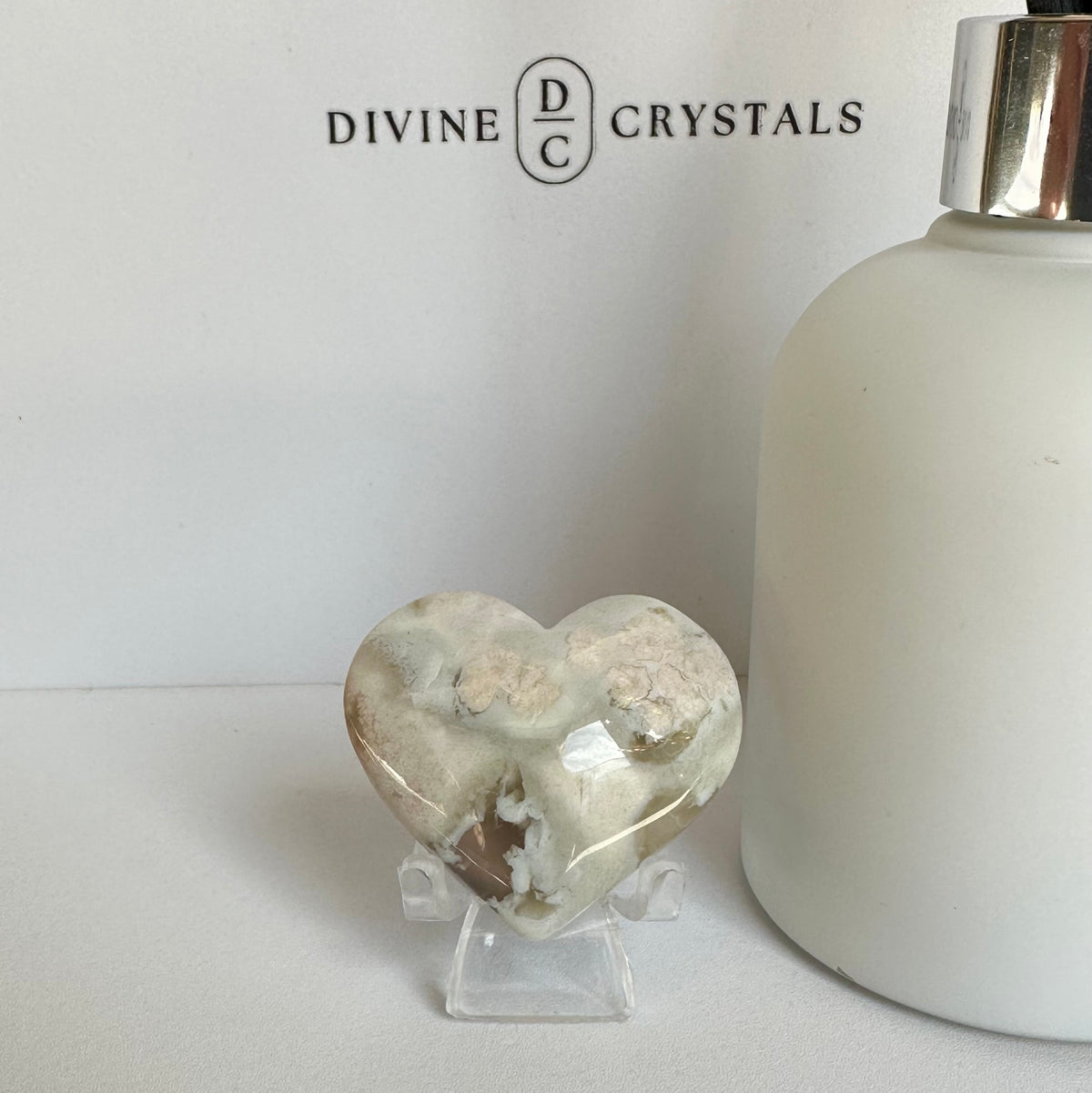 Green Flower Agate Heart – Growth & New Beginnings