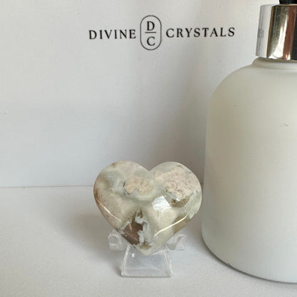 Green Flower Agate Heart – Growth & New Beginnings