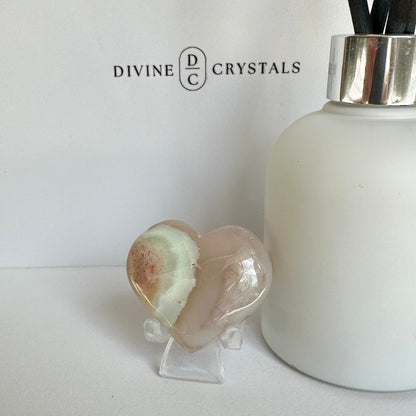 Green Flower Agate Heart – Growth & New Beginnings