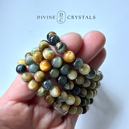 Golden & Blue Tiger Eye Bracelet – Confidence & Protection