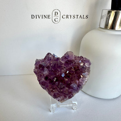 Amethyst Cluster Hearts – Intuition • Calm • Protection