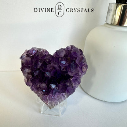 Amethyst Cluster Hearts – Intuition • Calm • Protection
