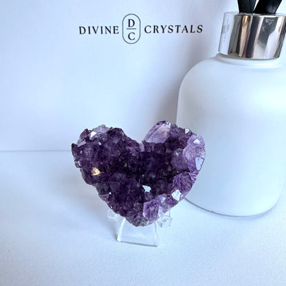 Amethyst Cluster Hearts – Intuition • Calm • Protection
