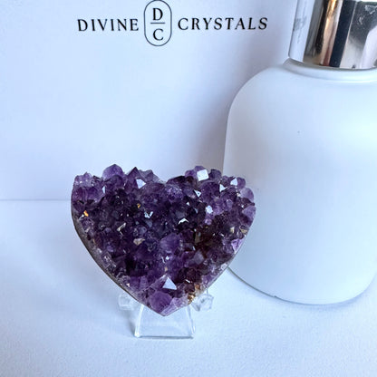 Amethyst Cluster Hearts – Intuition • Calm • Protection
