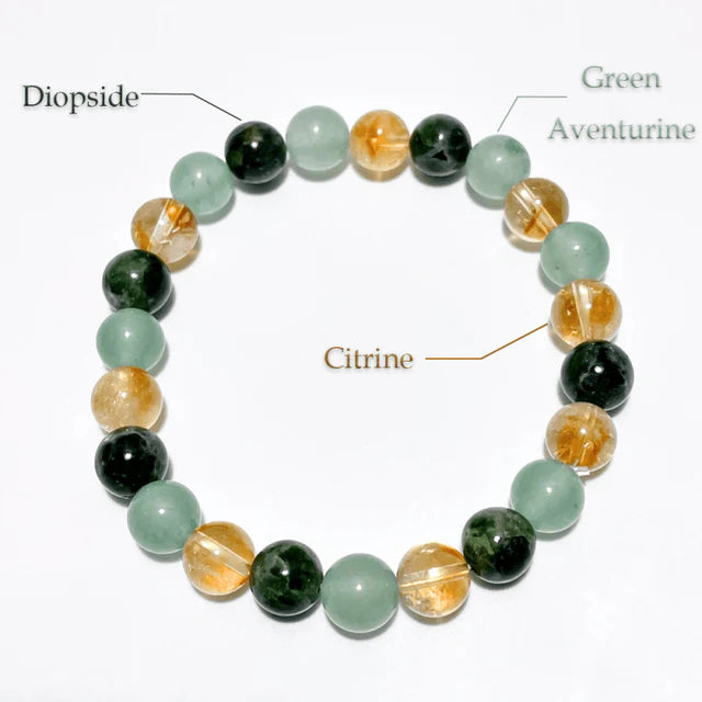 Citrine, Green Aventurine & Diopside Bracelet