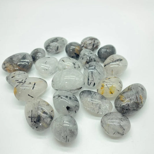 Black Tourmaline in Quartz Tumble