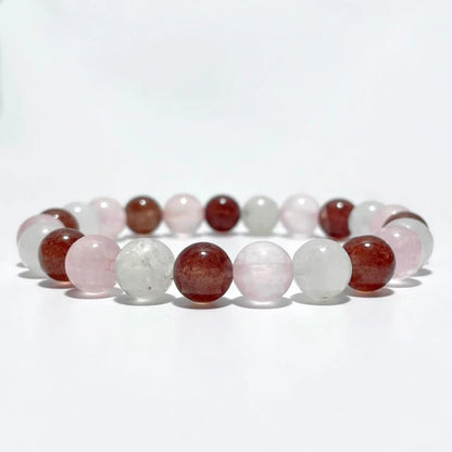 Moonstone, Strawberry Quartz & Rose Quartz Bracelet