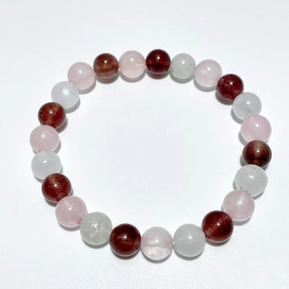 Moonstone, Strawberry Quartz & Rose Quartz Bracelet