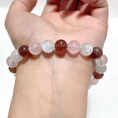 Moonstone, Strawberry Quartz & Rose Quartz Bracelet