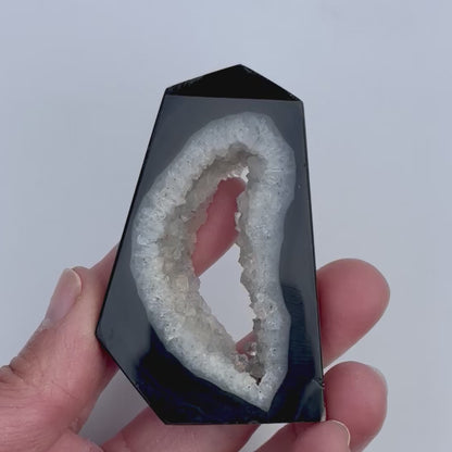Black Druzy Agate Freeform – Grounding & Protection
