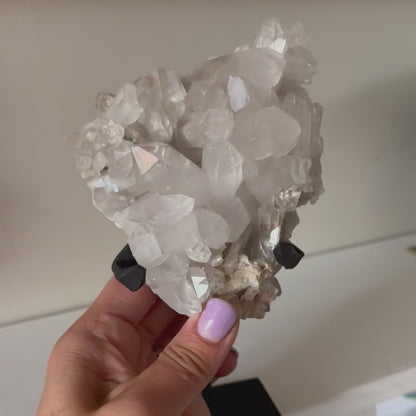 Clear Quartz Clusters on Stand