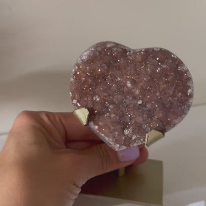 Rainbow Amethyst Hearts on Stand